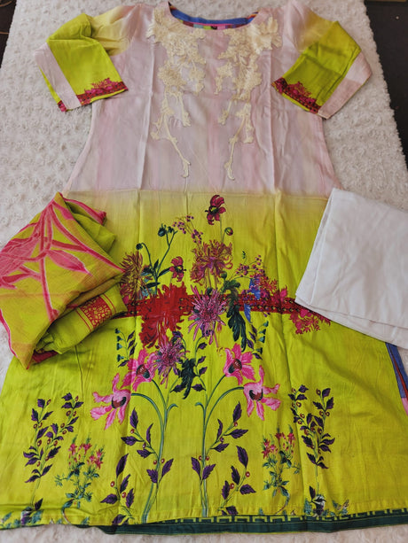 Indian Cotton Stitched Embroidery Suit Ready To Ship