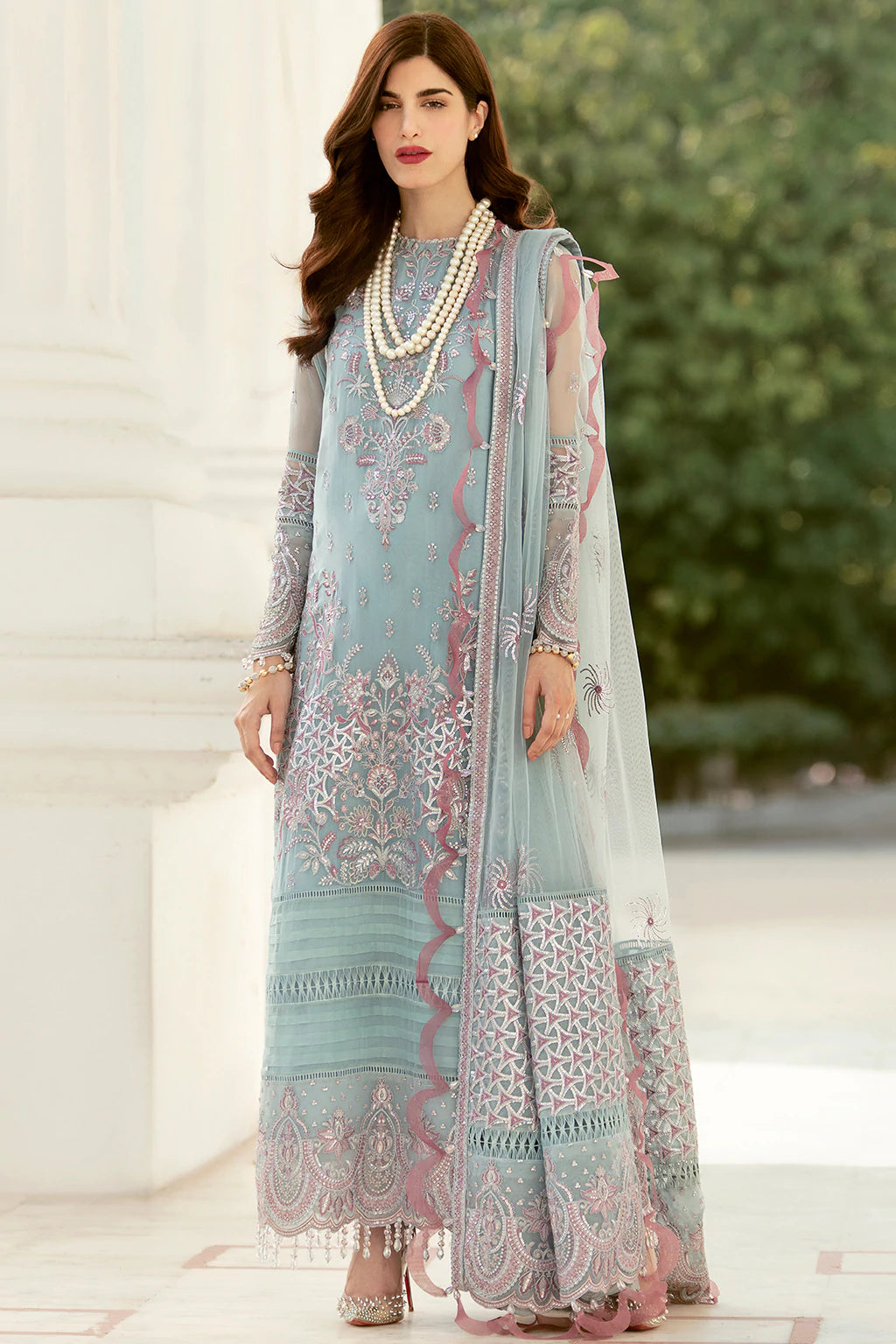 La Fuchsia By Afrozeh Embroidered Chiffon Suits