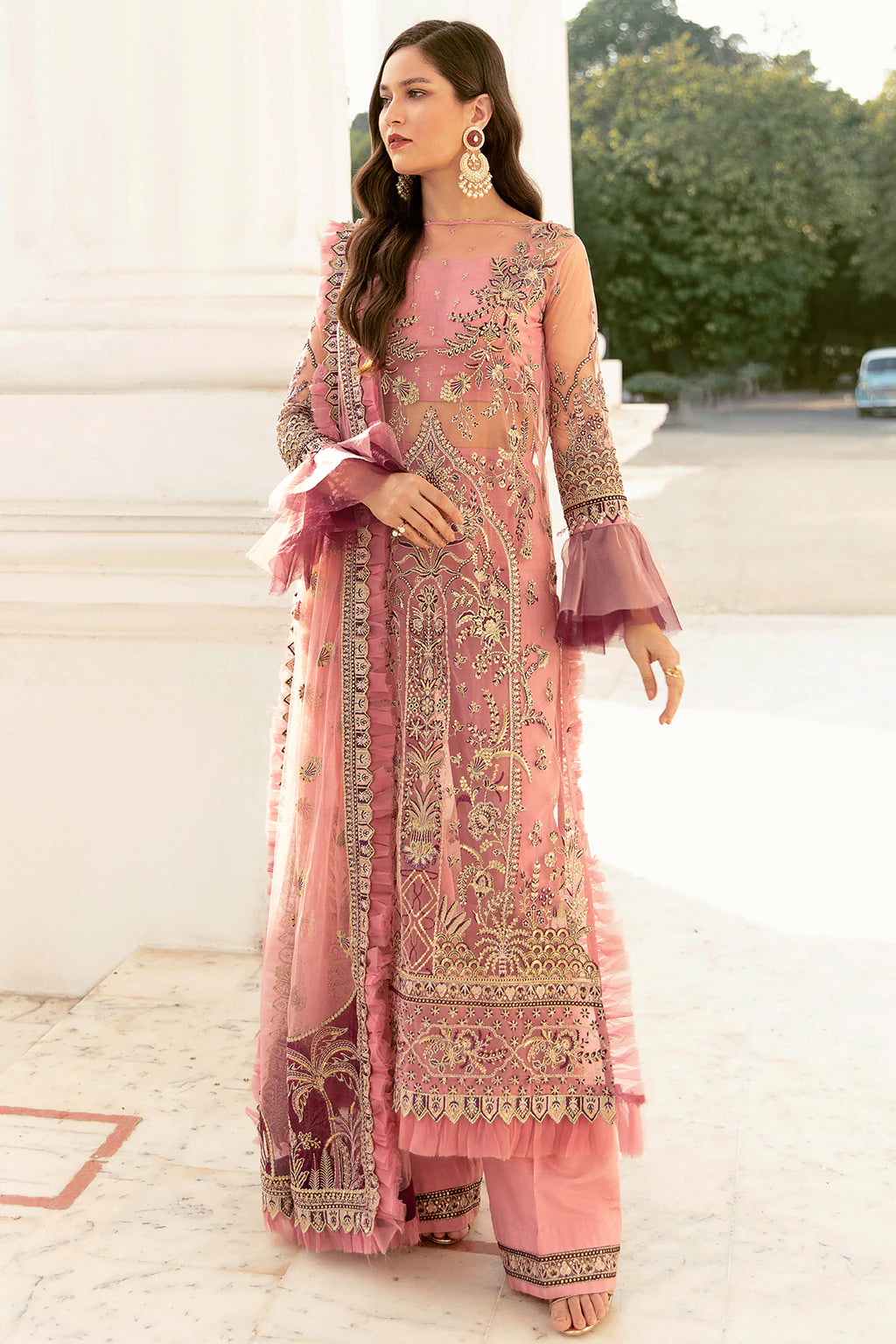 La Fuchsia By Afrozeh Embroidered Chiffon Suits