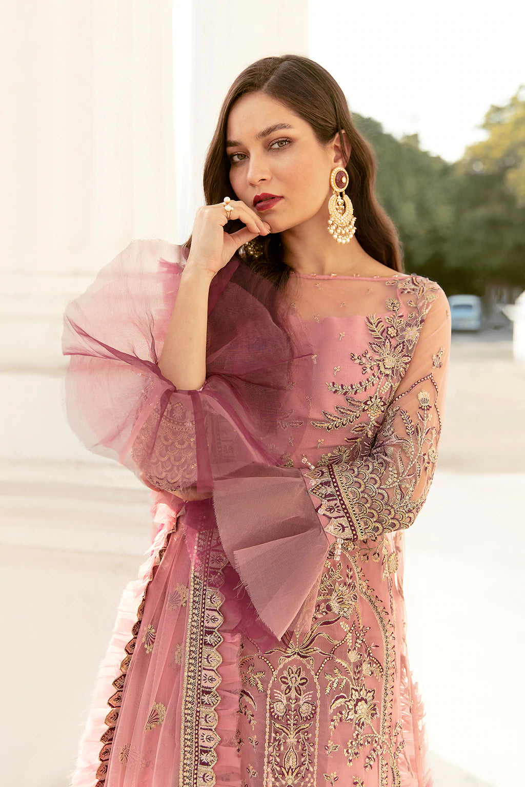 La Fuchsia By Afrozeh Embroidered Chiffon Suits