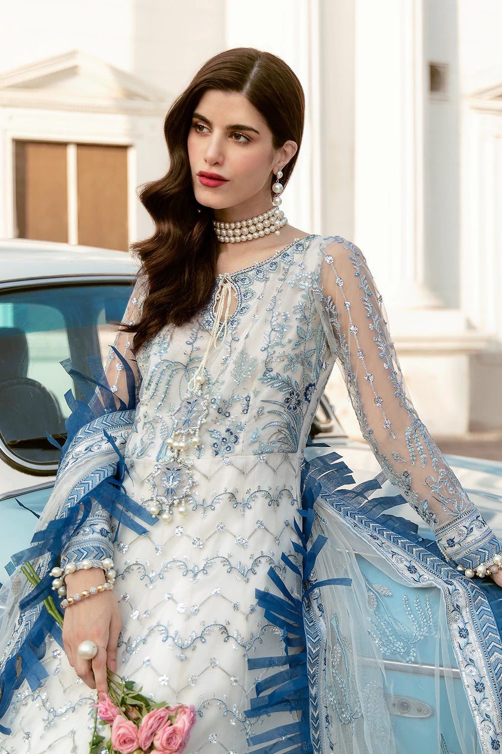 La Fuchsia By Afrozeh Embroidered Chiffon Suits