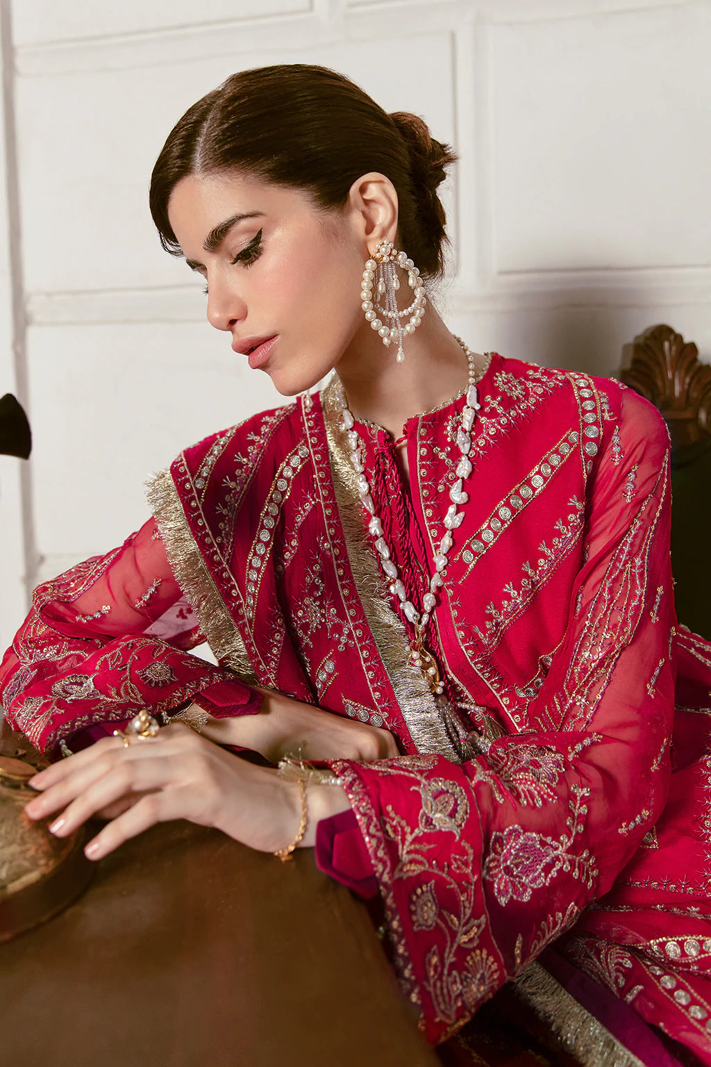 La Fuchsia By Afrozeh Embroidered Chiffon Suits