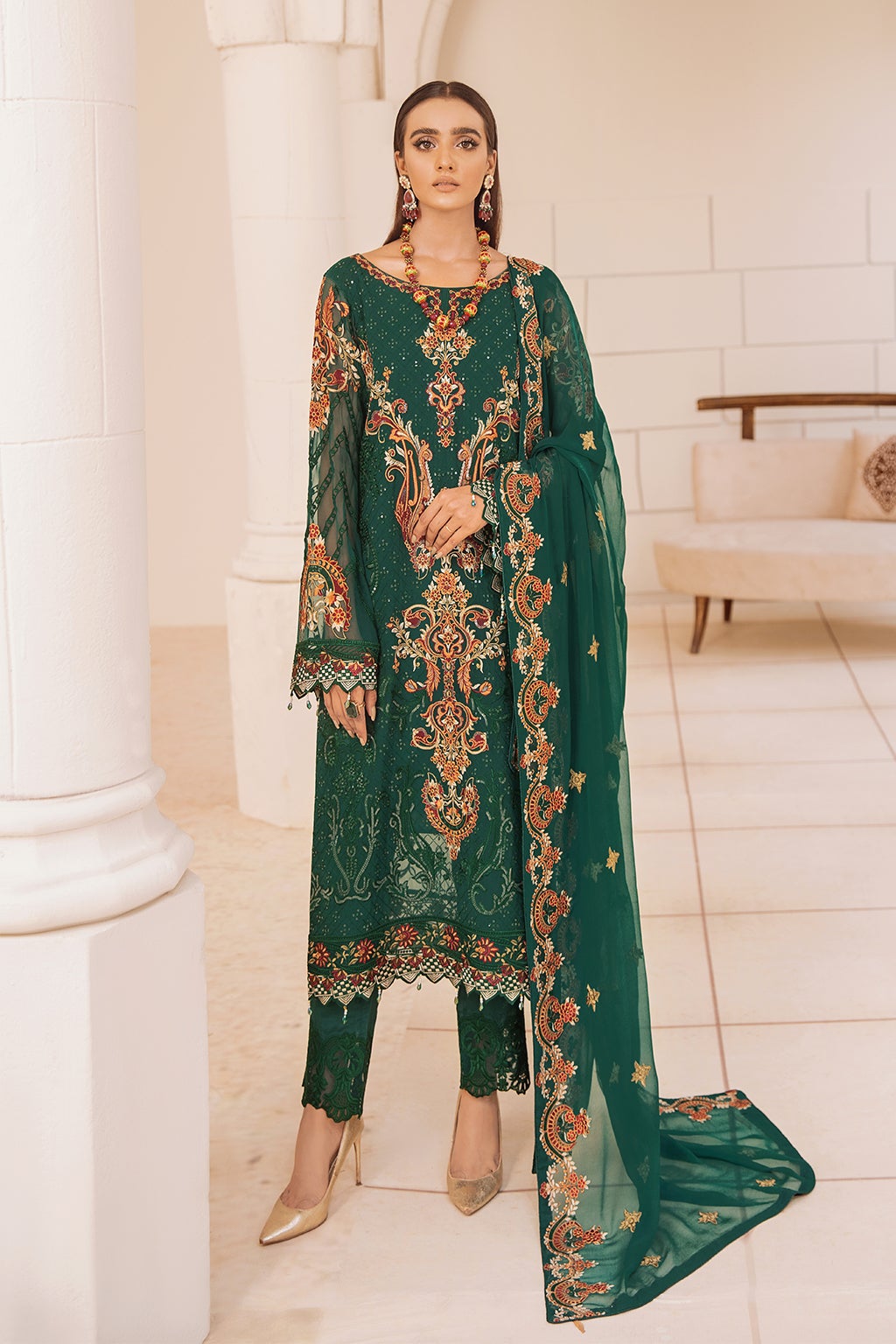 Chevron by Ramsha Luxury Chiffon Embroidered Collection 100% Original Guaranteed
