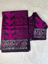 Raw Silk Batik Saree with stitched blouse
