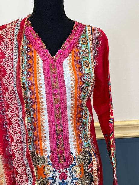 Pakistani Stitched lawn Embroidered Salwar kameez ready to ship