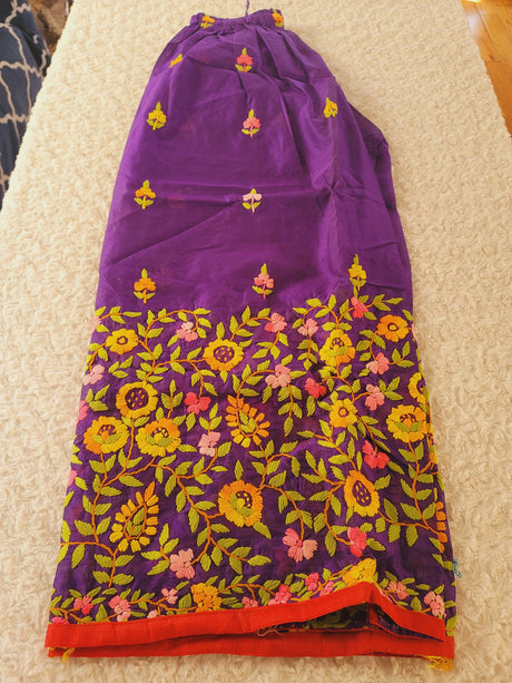 Free size silk phulkari salwer