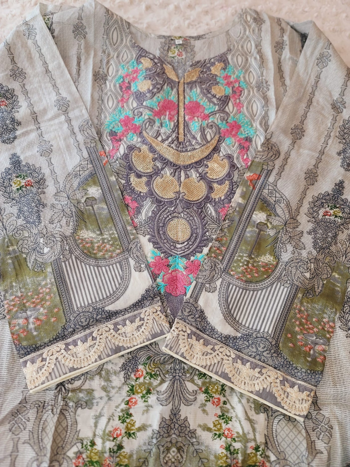 Pakistani Stitched lawn Embroidered Salwar kameez ready to ship