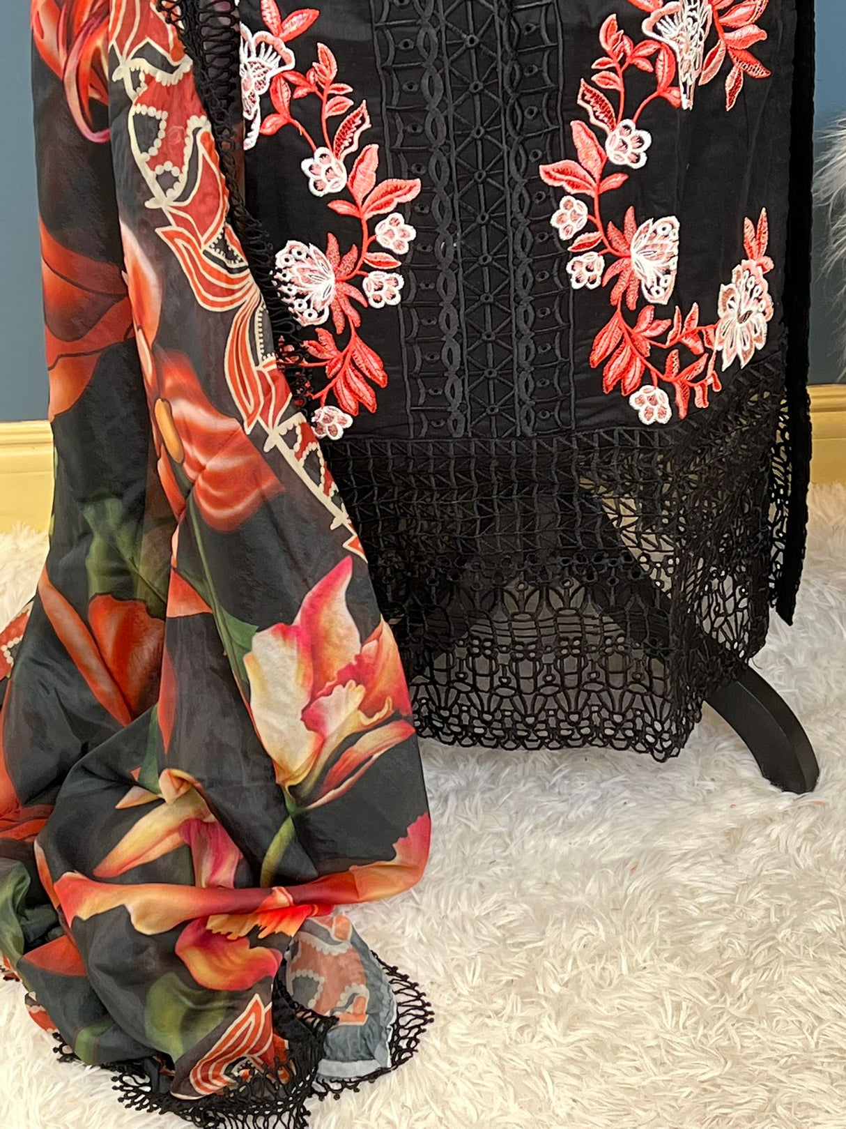 Luxury lawn with Silk dupatta- Ready To Ship