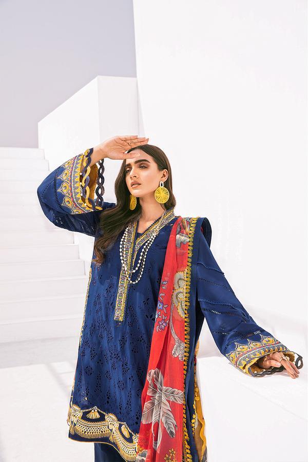 Baroque Fuchsia Embroidered Lawn 100% Original