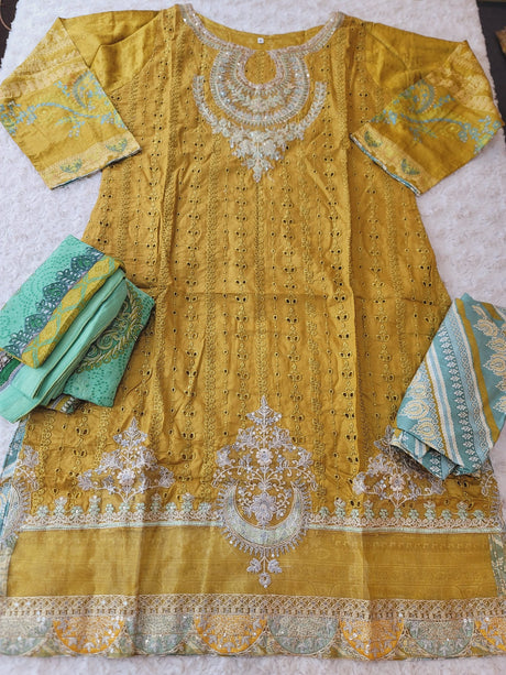 Pakistani Stitched lawn Embroidered Salwar kameez ready to ship