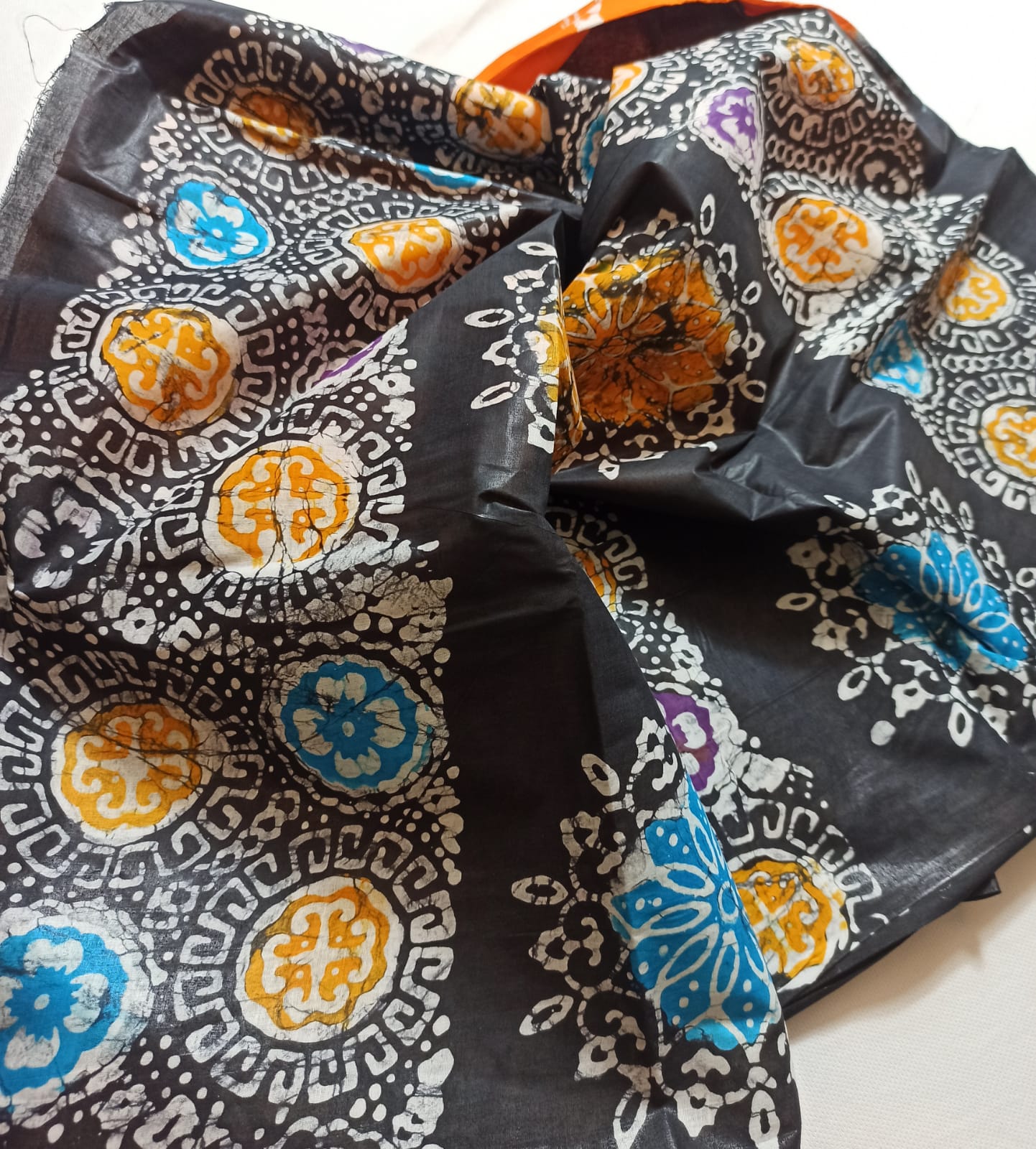 Cotton batik saree with stiched blouse