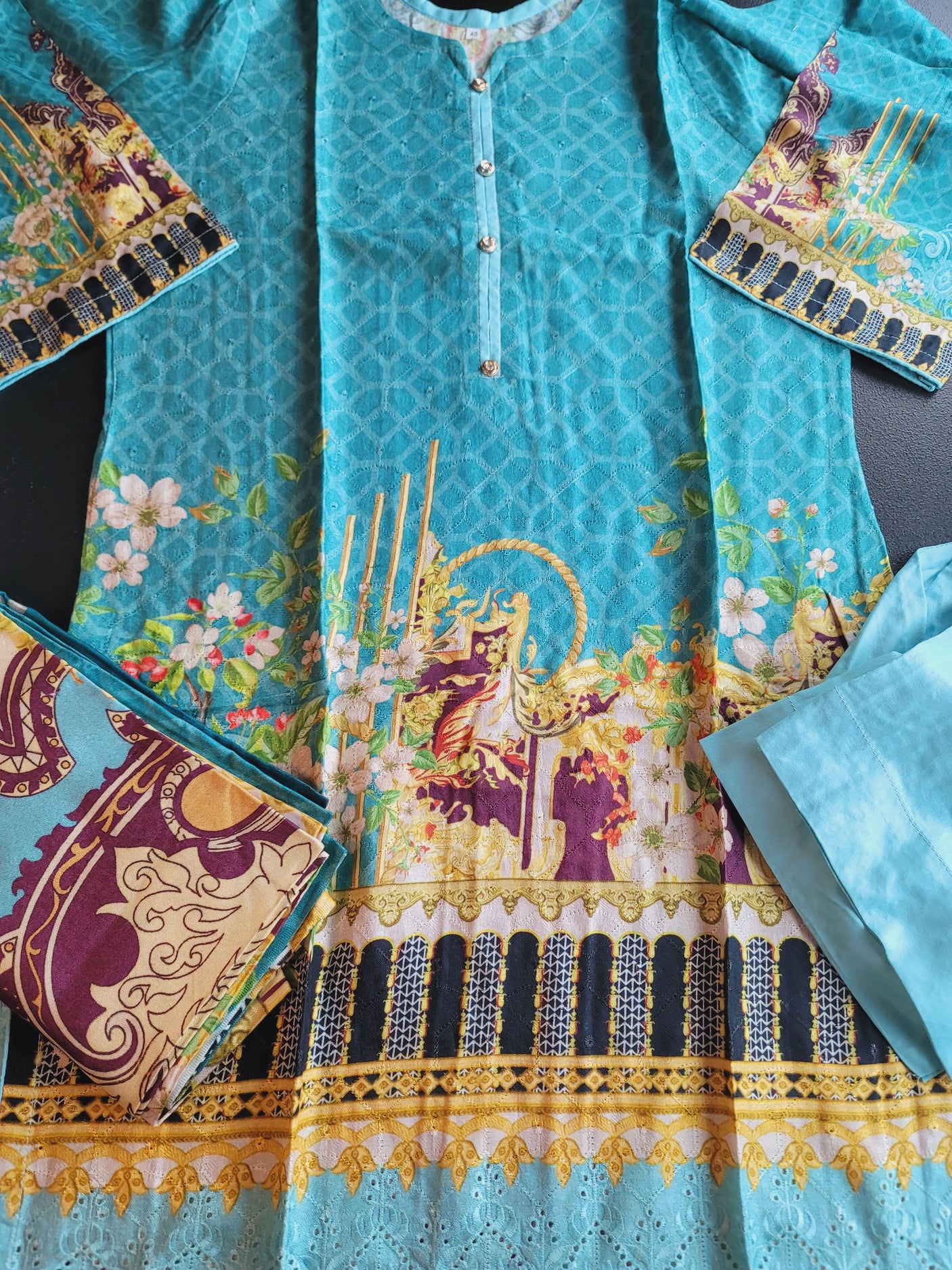 Pakistani Linen Embroidered Salwar kameez Ready To Ship