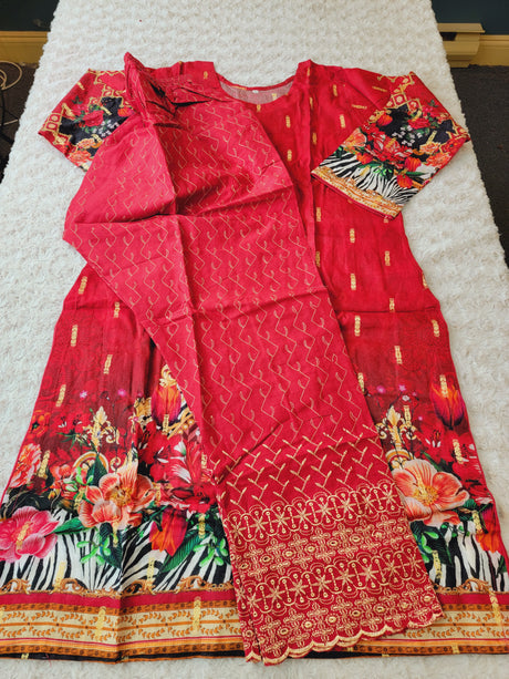 Pakistani Stitched Embroidered Lawn Salwar kameez ready to ship (2pc)