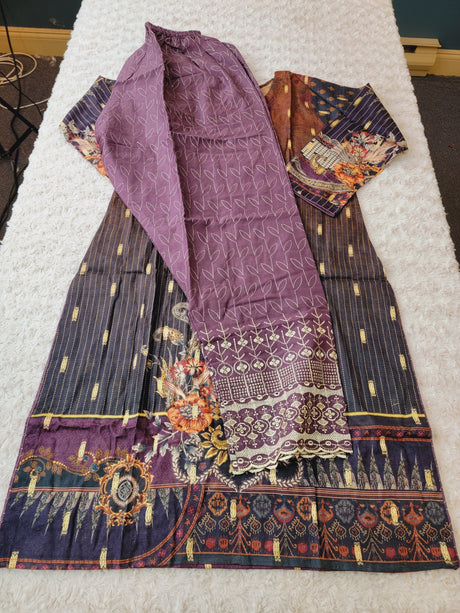 Pakistani Stitched Embroidered Lawn Salwar kameez ready to ship (2pc)