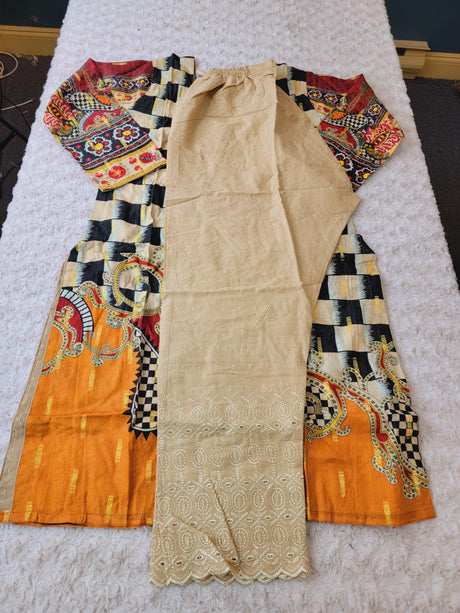 Pakistani Stitched Embroidered Lawn Salwar kameez ready to ship (2pc)