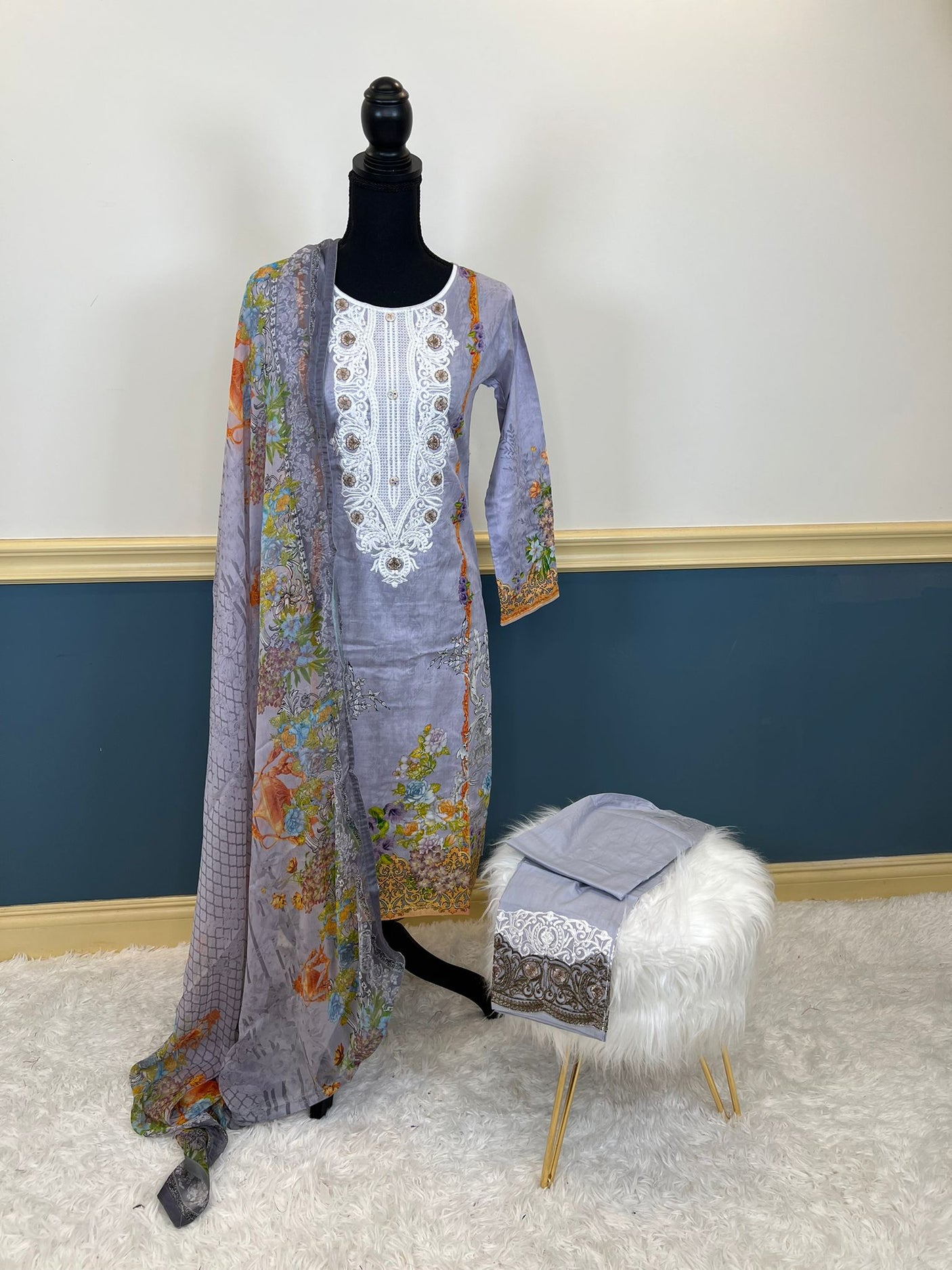 Pakistani Stitched lawn Embroidered Salwar kameez ready to ship