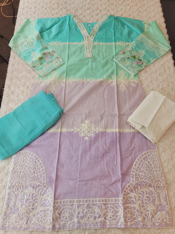 Pakistani Stitched lawn Embroidered Salwar kameez ready to ship