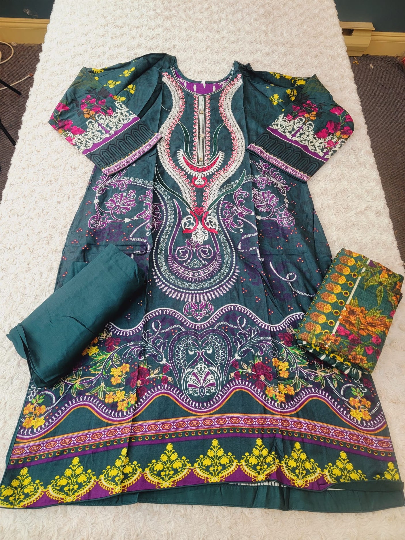 Pakistani linen Embroidered Salwar kameez Ready To Ship