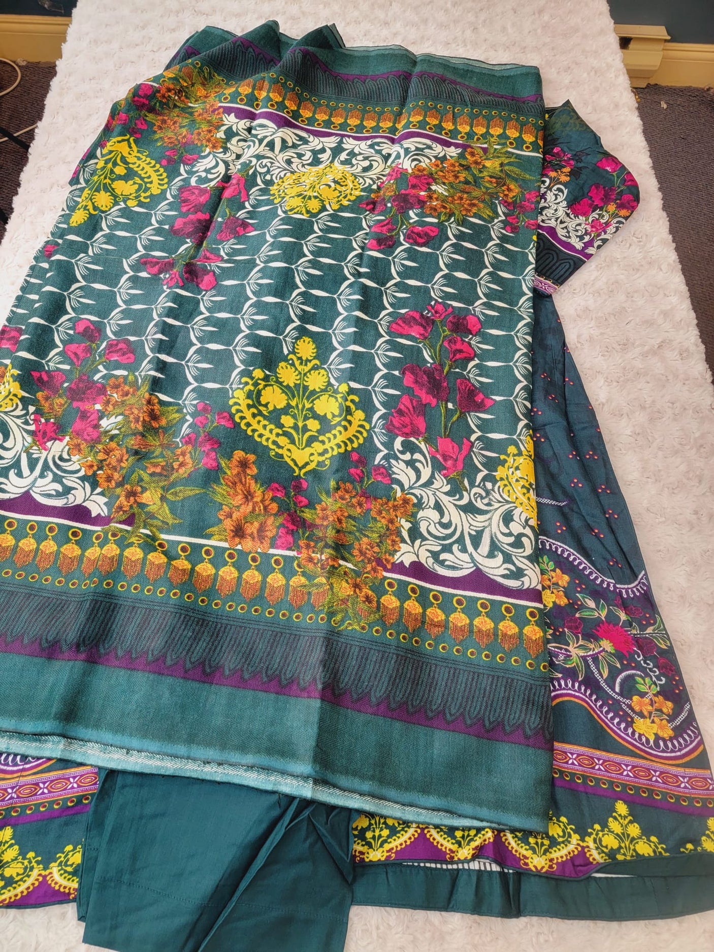 Pakistani linen Embroidered Salwar kameez Ready To Ship