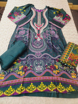 Pakistani linen Embroidered Salwar kameez Ready To Ship