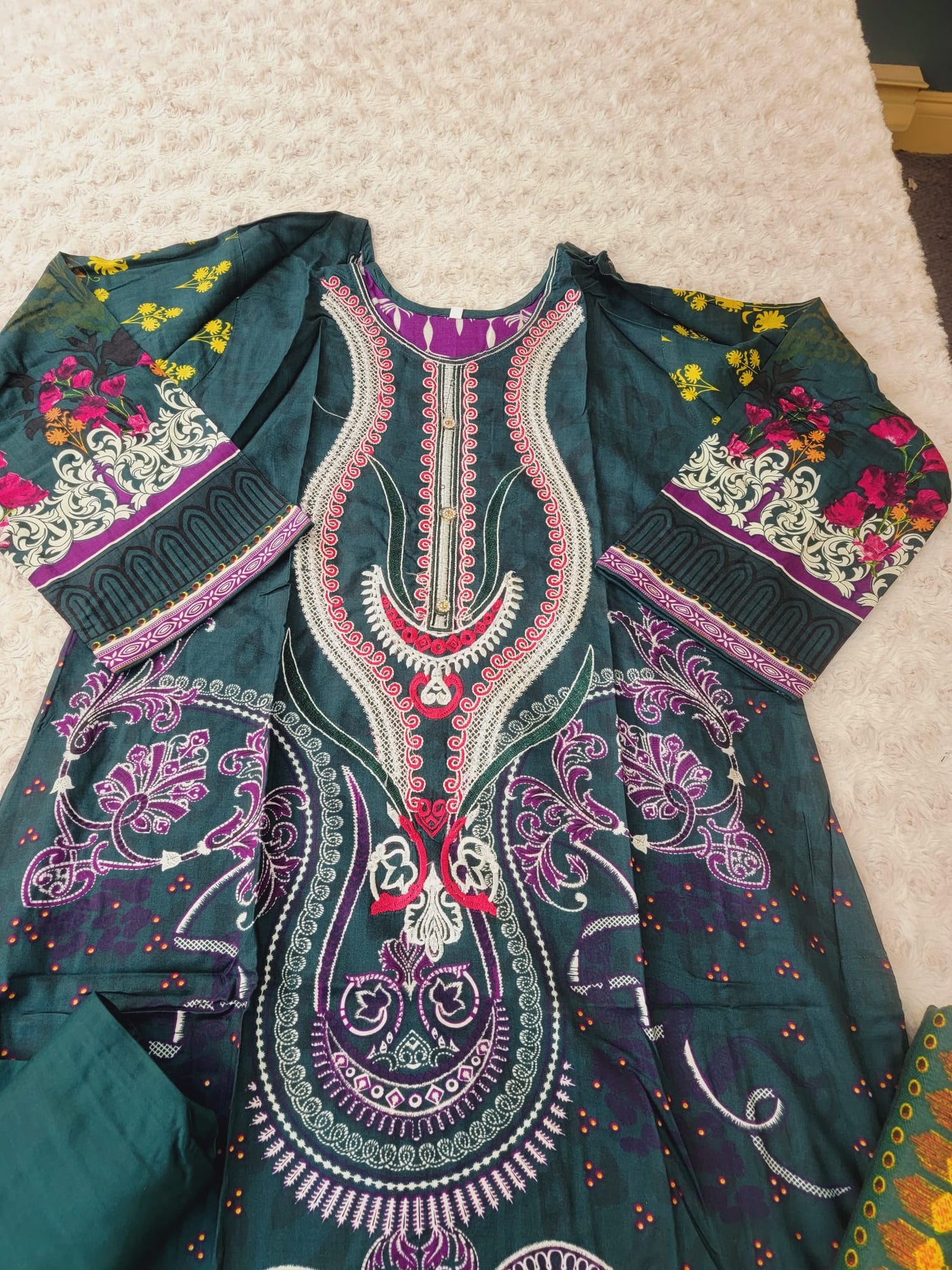 Pakistani linen Embroidered Salwar kameez Ready To Ship