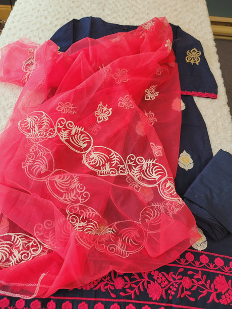 Indian Cotton Stitched Embroidery Suit Ready To Ship