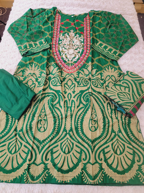 Pakistani linen Embroidered Salwar kameez Ready To Ship