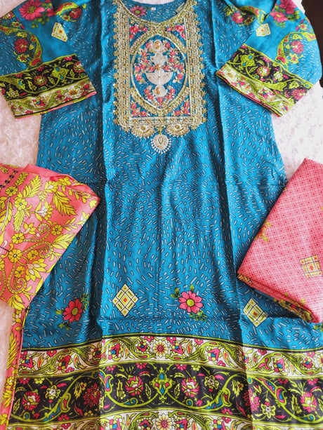 Pakistani Linen Embroidered Salwar kameez Ready To Ship