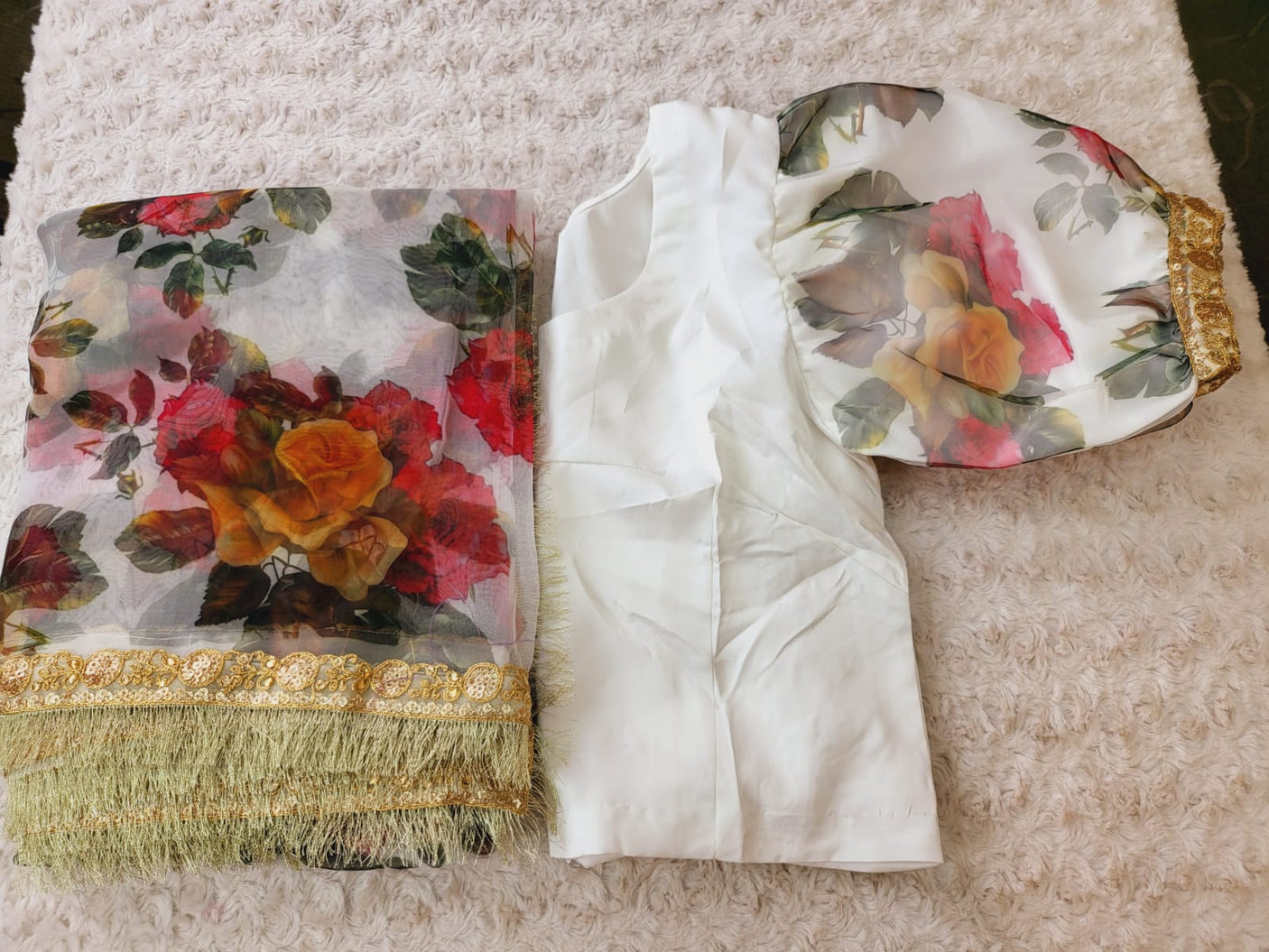 Pure Organza Saree with Stiched Blouse