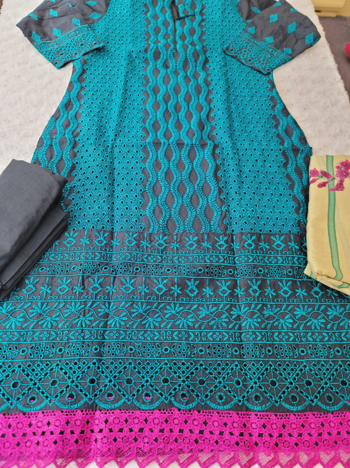 Indian Cotton Stitched Embroidery Suit Ready To Ship