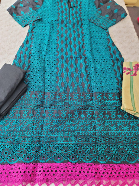 Indian Cotton Stitched Embroidery Suit Ready To Ship