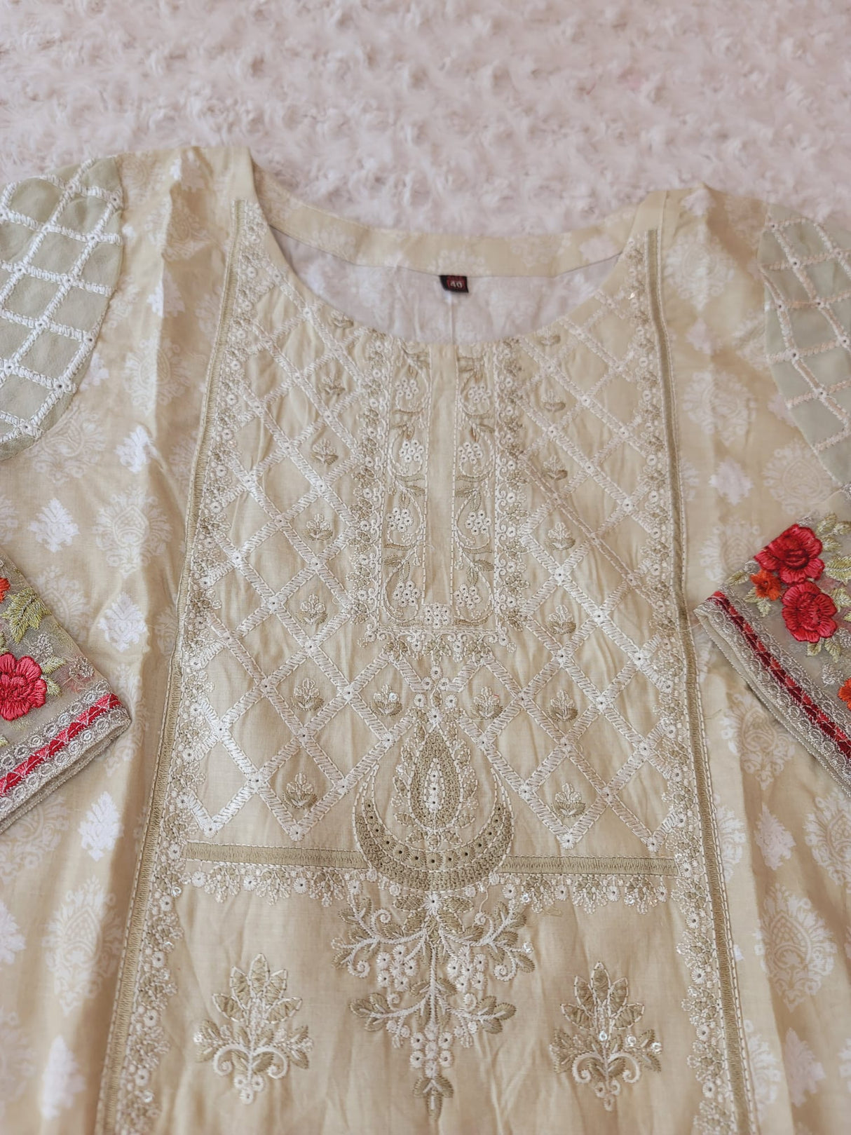 Indian Cotton Stitched Embroidery Suit Ready To Ship