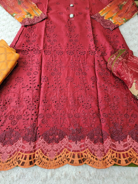 Pakistani Stitched Embroidery Lawn Suit Ready To Ship