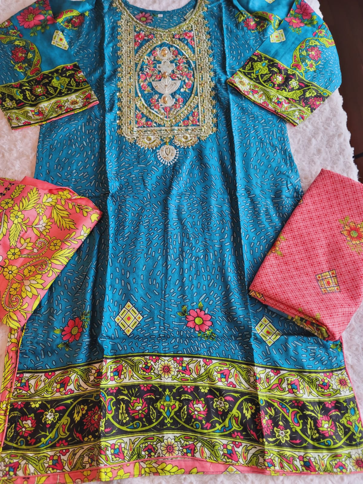 Pakistani Linen Embroidered Salwar kameez Ready To Ship
