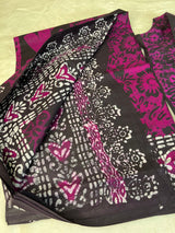 Raw Silk Batik Saree with stitched blouse