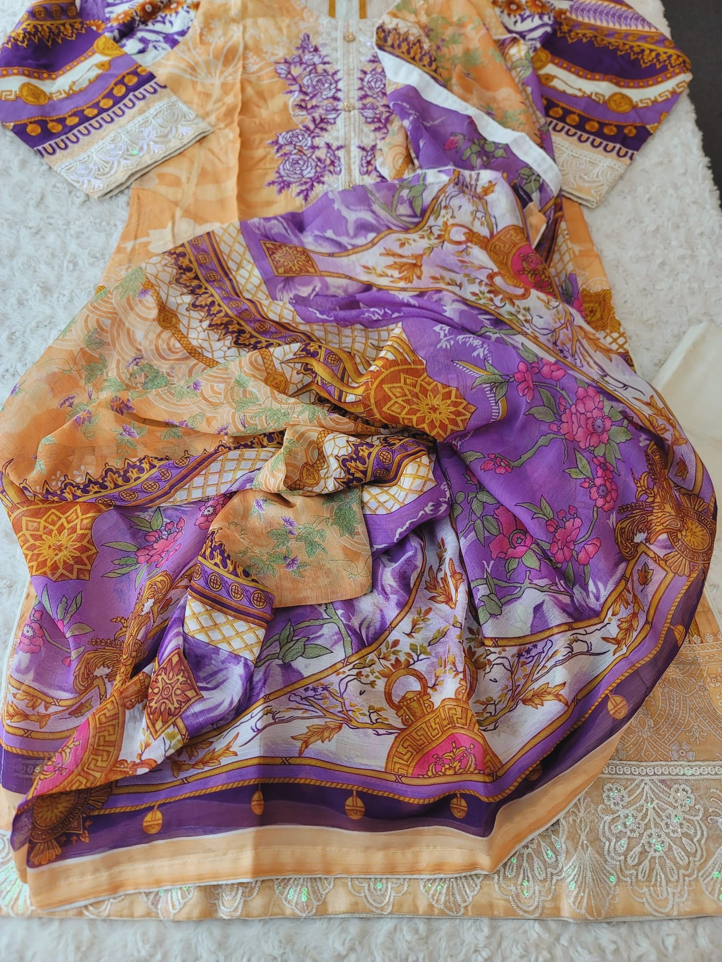 Pakistani Stitched lawn Embroidered Salwar kameez ready to ship