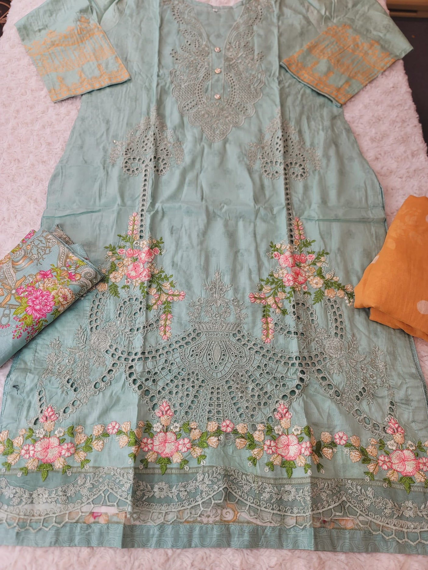 Pakistani Stitched lawn Embroidered Salwar kameez ready to ship