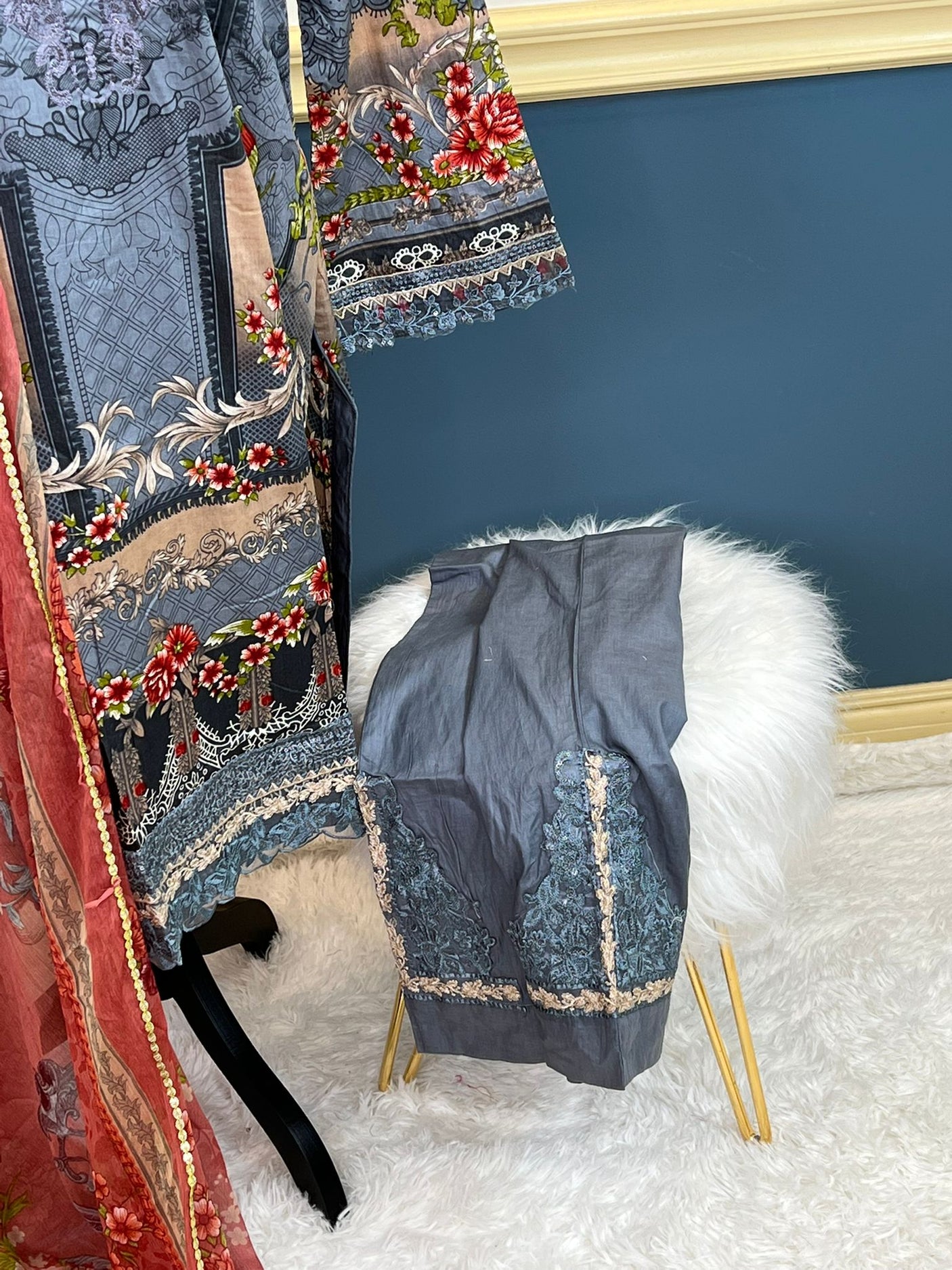 Pakistani Stitched lawn Embroidered Salwar kameez ready to ship