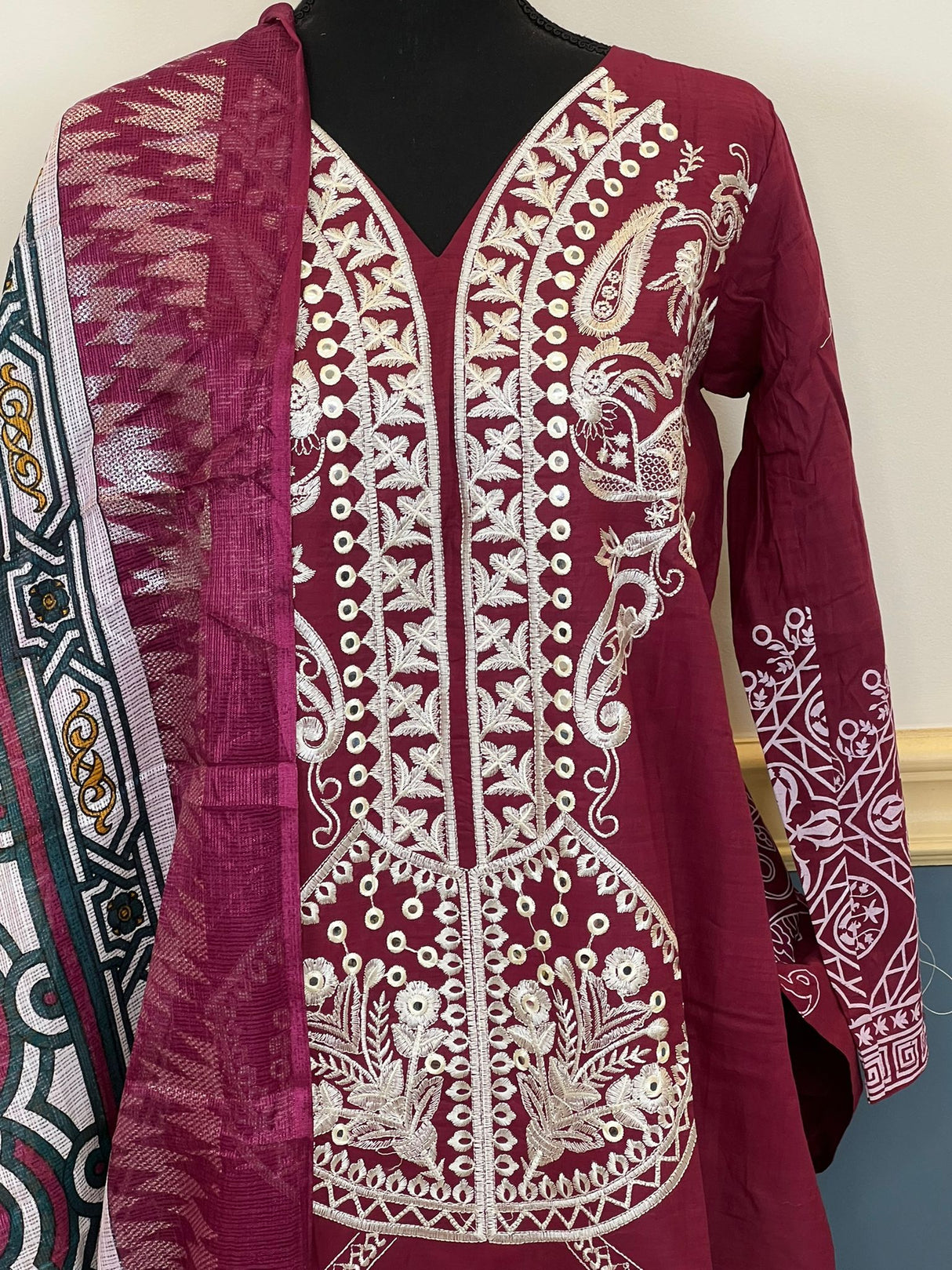 Indian Cotton Stitched Embroidery Suit Ready To Ship