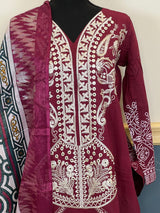 Indian Cotton Stitched Embroidery Suit Ready To Ship