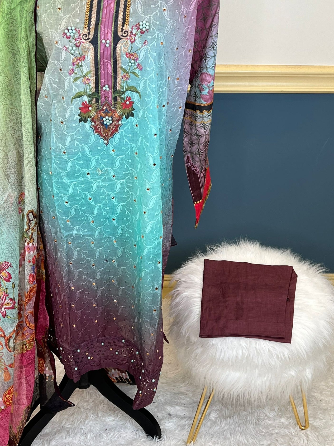 Pakistani Stitched lawn Embroidered Salwar kameez ready to ship