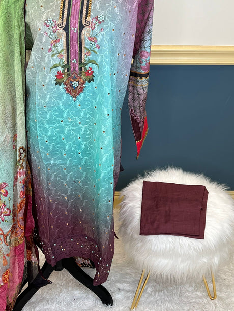 Pakistani Stitched lawn Embroidered Salwar kameez ready to ship