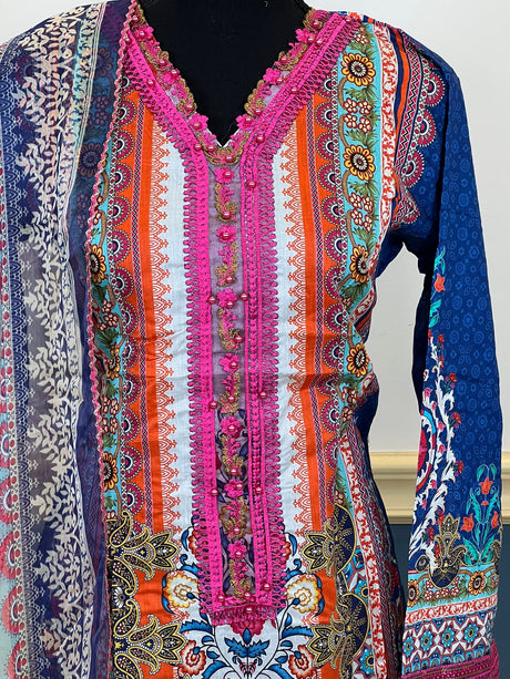 Pakistani Stitched lawn Embroidered Salwar kameez ready to ship