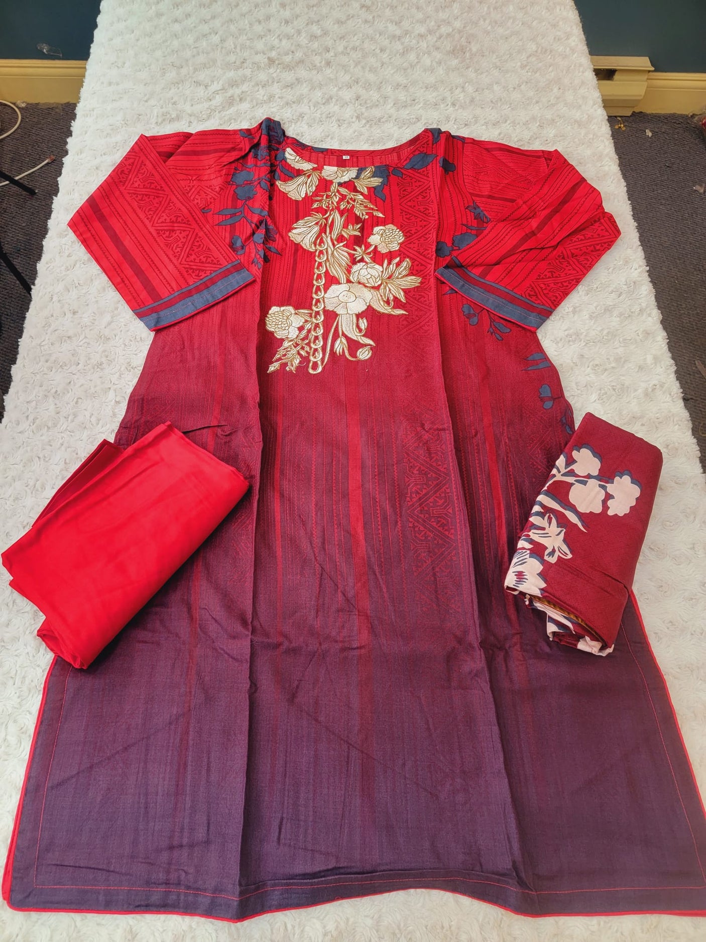 Pakistani linen Embroidered Salwar kameez Ready To Ship