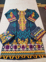 Pakistani linen Embroidered Salwar kameez Ready To Ship