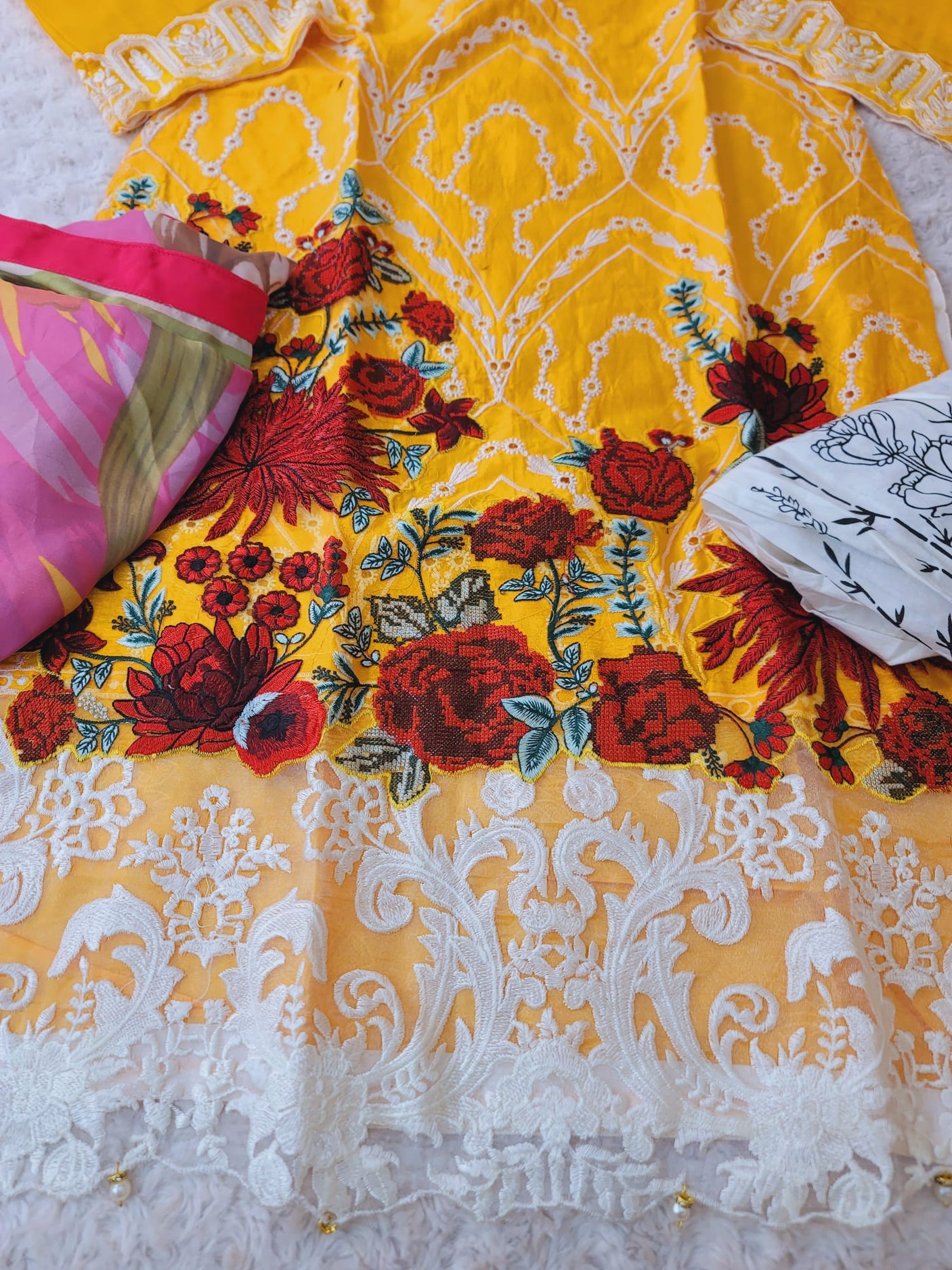 Pakistani Stitched Embroidery Lawn Suit Ready To Ship