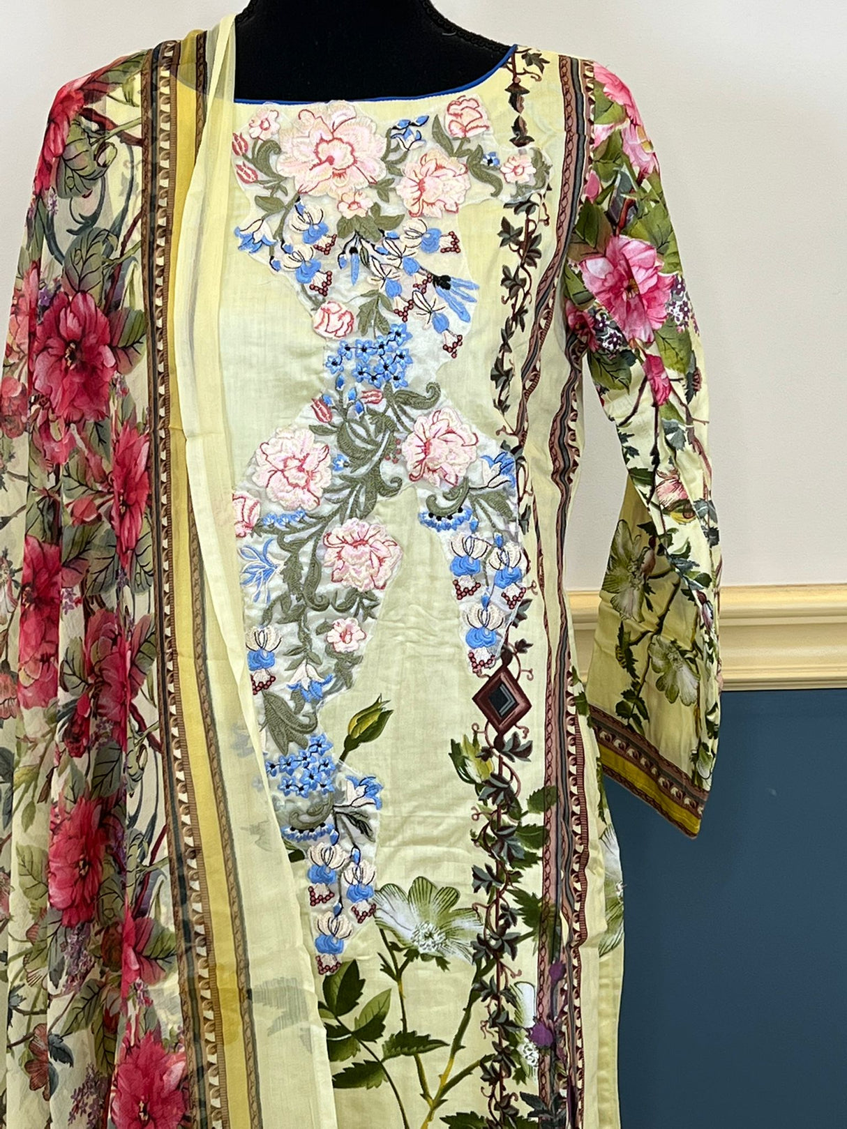 Indian Cotton Stitched Embroidery Suit Ready To Ship