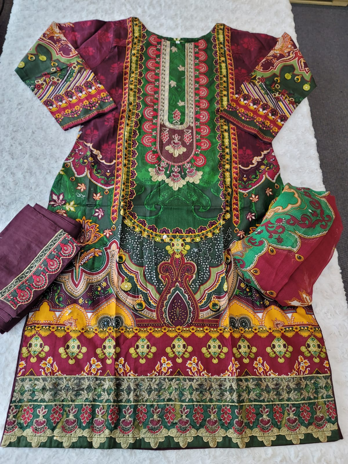 Pakistani stitched  lawn Embroidered Salwar kameez ready to ship