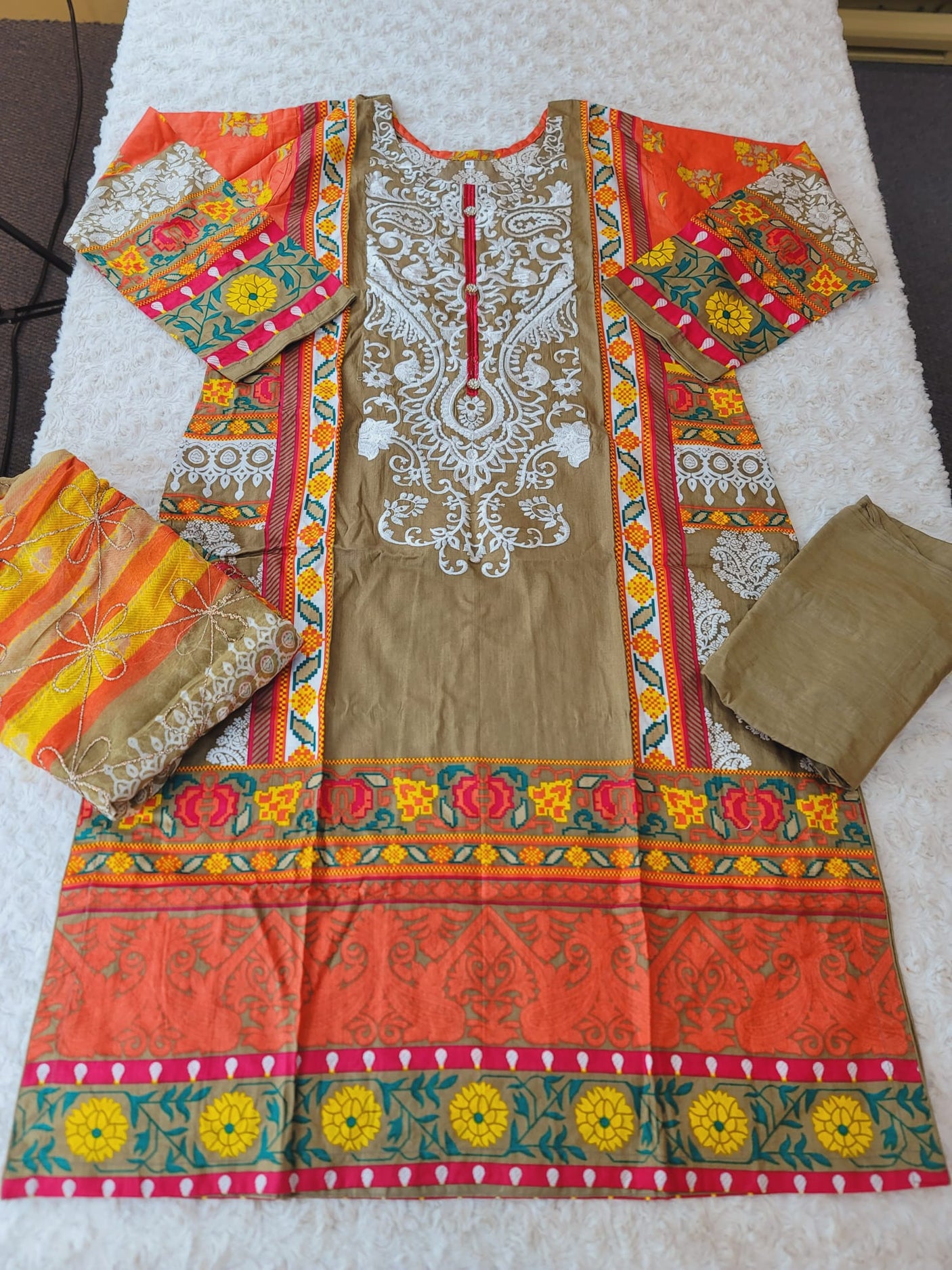 Pakistani stitched  lawn Embroidered Salwar kameez ready to ship