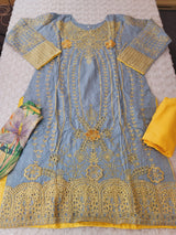 Pakistani Stitched Embroidered luxury lawn Dresses With Silk Dupatta Ready To Ship